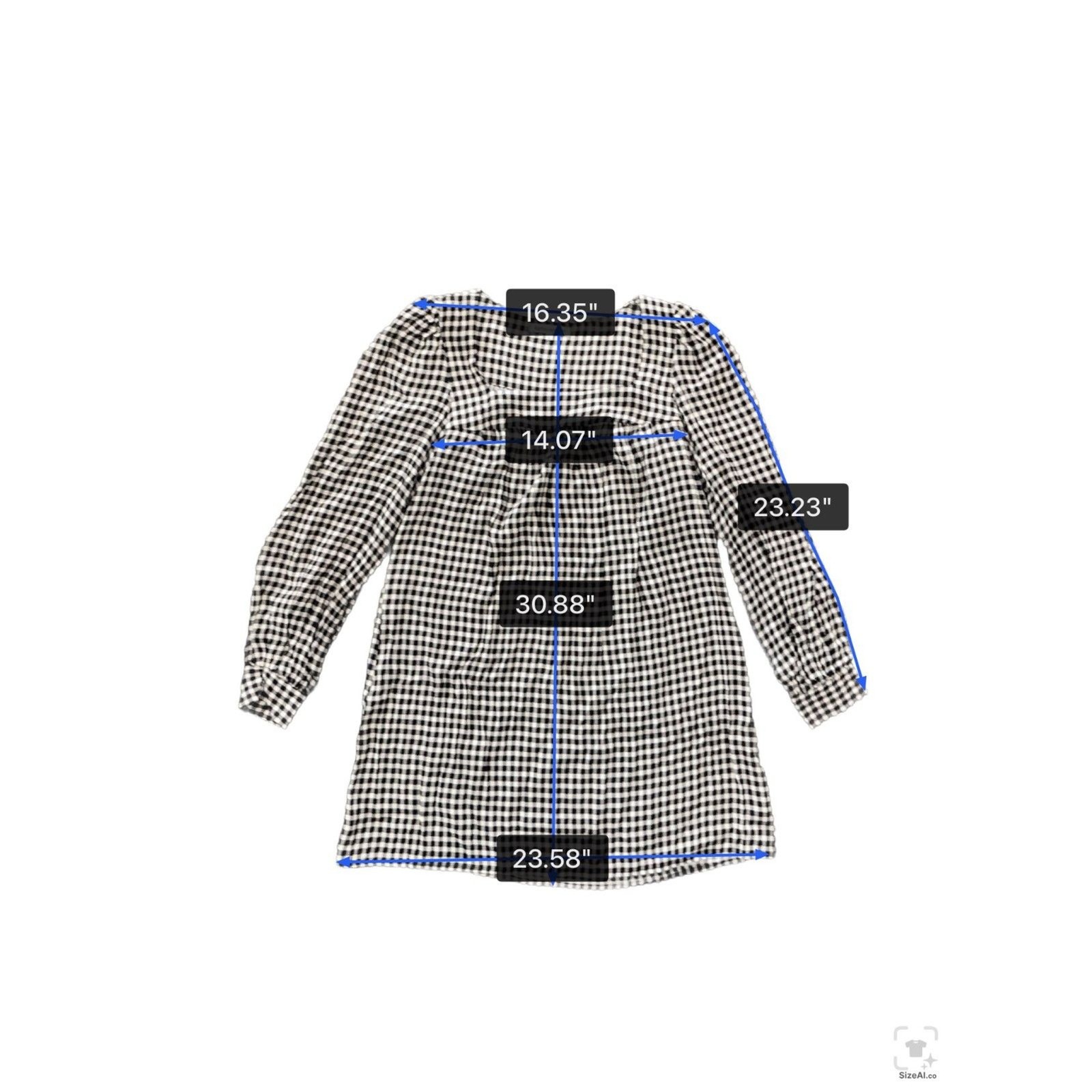 Reformation Gingham Puff Sleeve Mini Dress Black White Check Small S