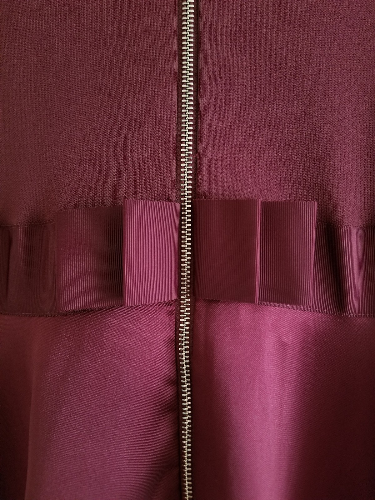 Ted Baker Zadi Midi Dress Knitted Bodice Burgundy Red Long Sleeve Size UK 12 / 3