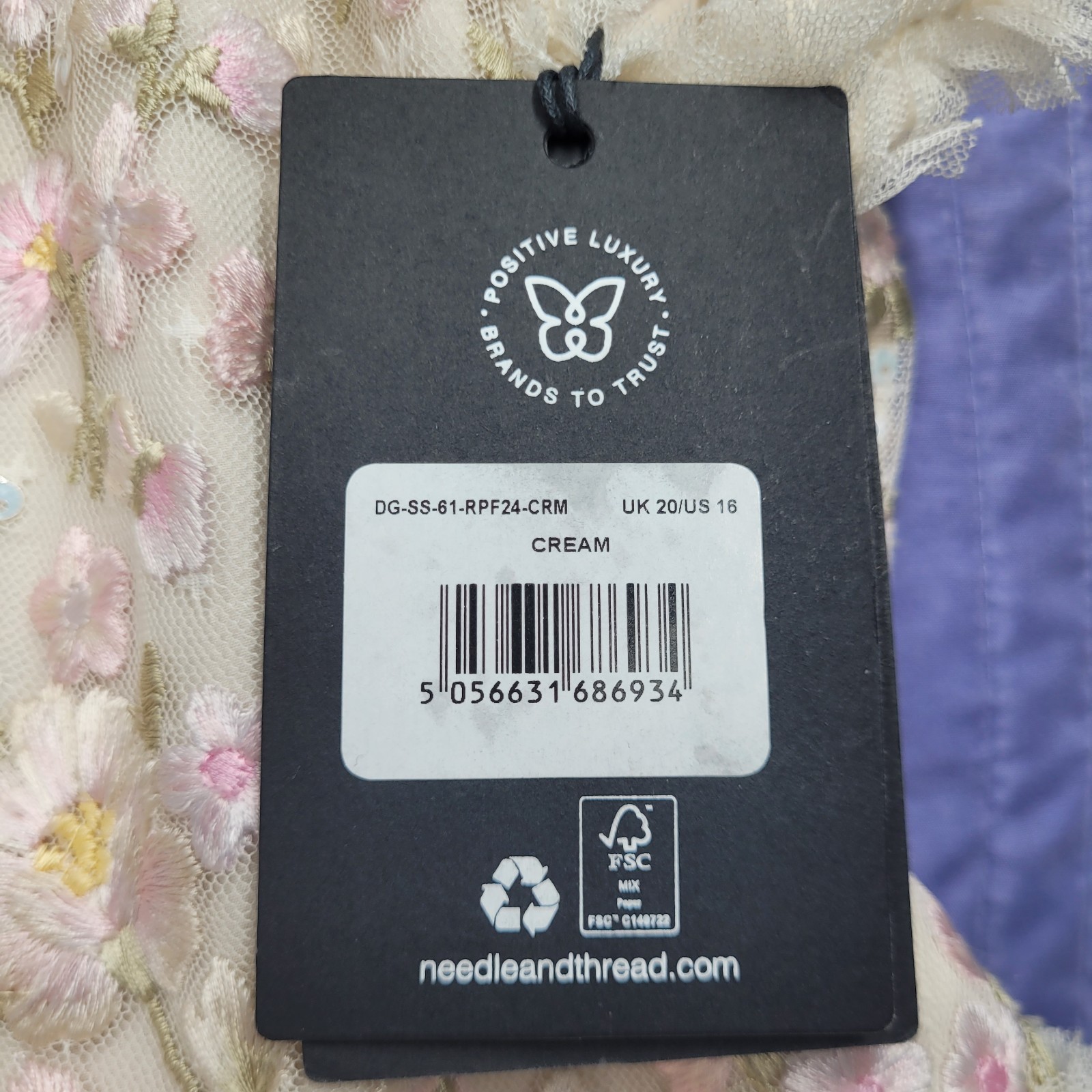 Needle Thread Dahlia Ditsy Bodice Round Neck Floral Embroidered Sequin UK20 US16