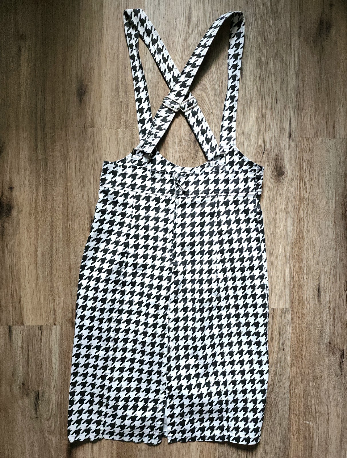 Bonsai Kitten Catstooth Overall Pinafore Suspender Straps Black White 29×25