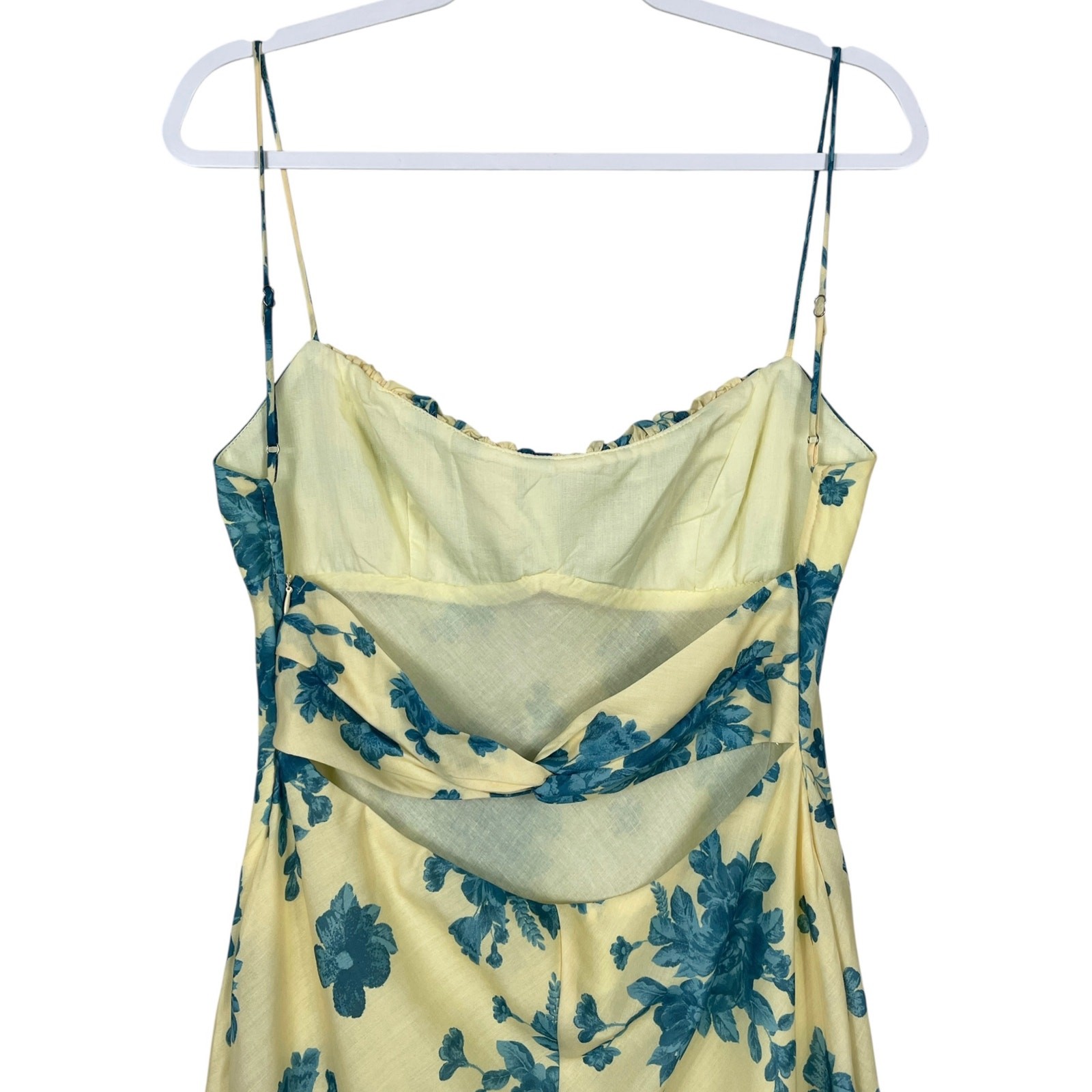 Billy J Margie Midi Dress Yellow Blue Floral Size 14 Romantic Wedding Guest