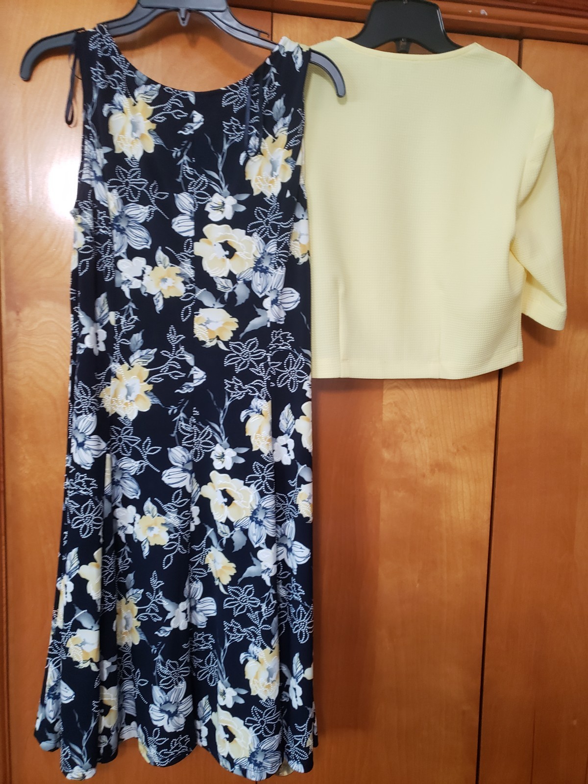 Perceptions NY 2-Pc Dress & SS Jacket Yellow/Black Floral NWT Med