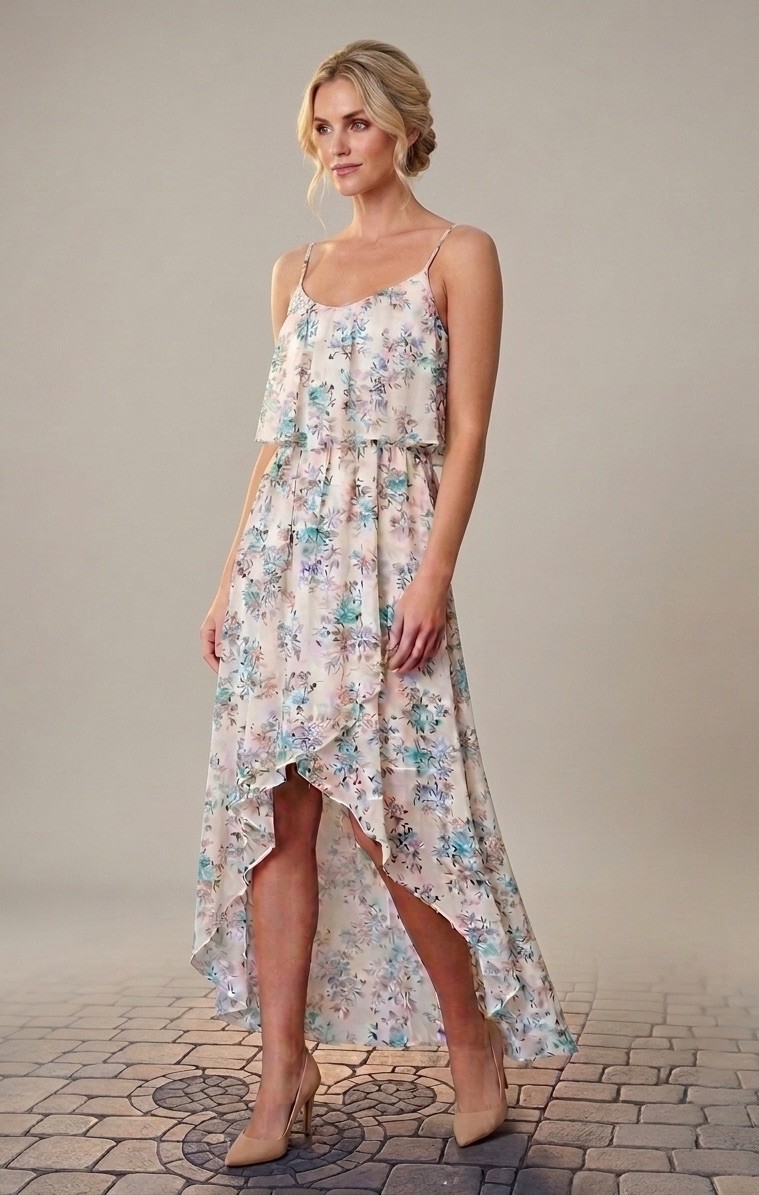 DISNEY Cinderella Collection Floral Hi Low Cottage Core Maxi Dress Women’s Small