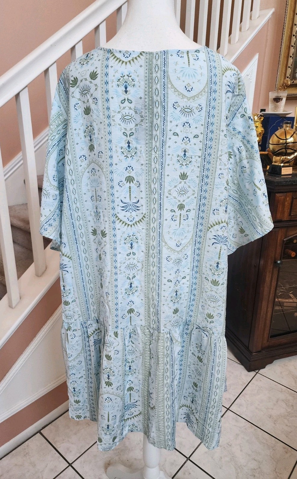 NWT BELLE ISLE BY TORRID Blue Palms Short Sleeve Popover Mini Dress Sz 2 2X 18