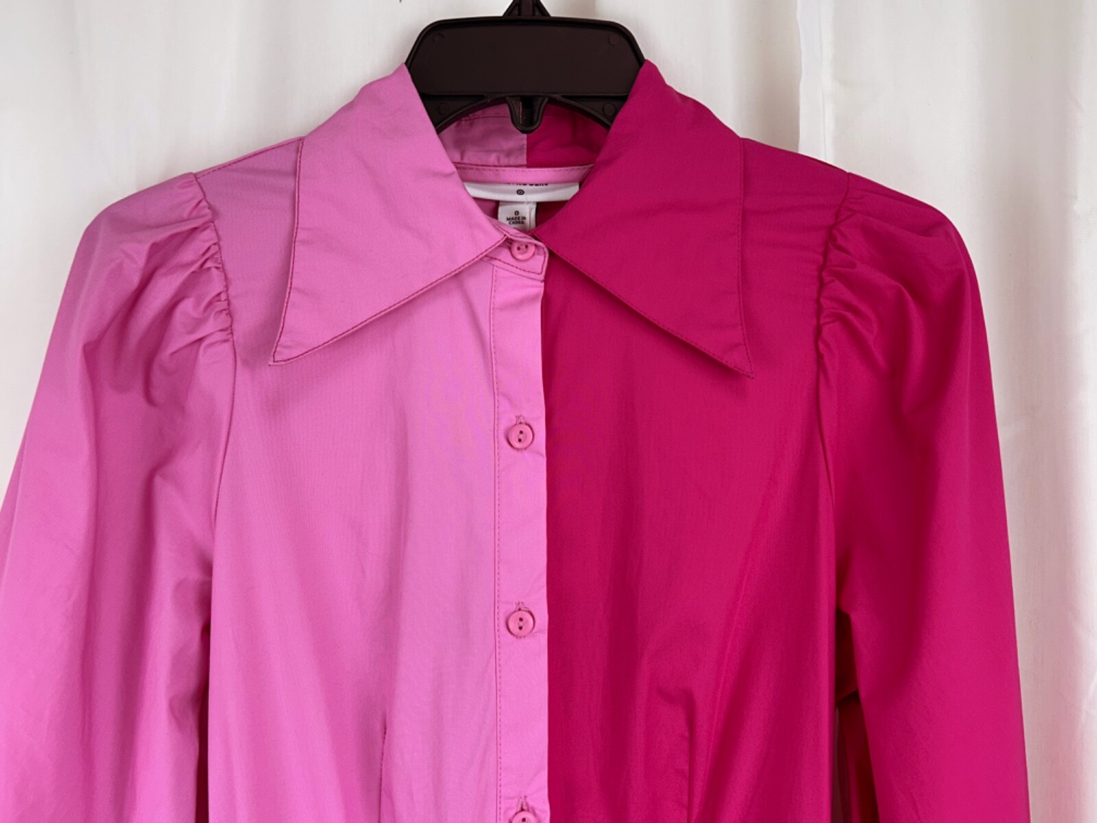 Christopher John Rogers X Target Pink Color Block Poplin Tiered Shirt Dress Sz 0