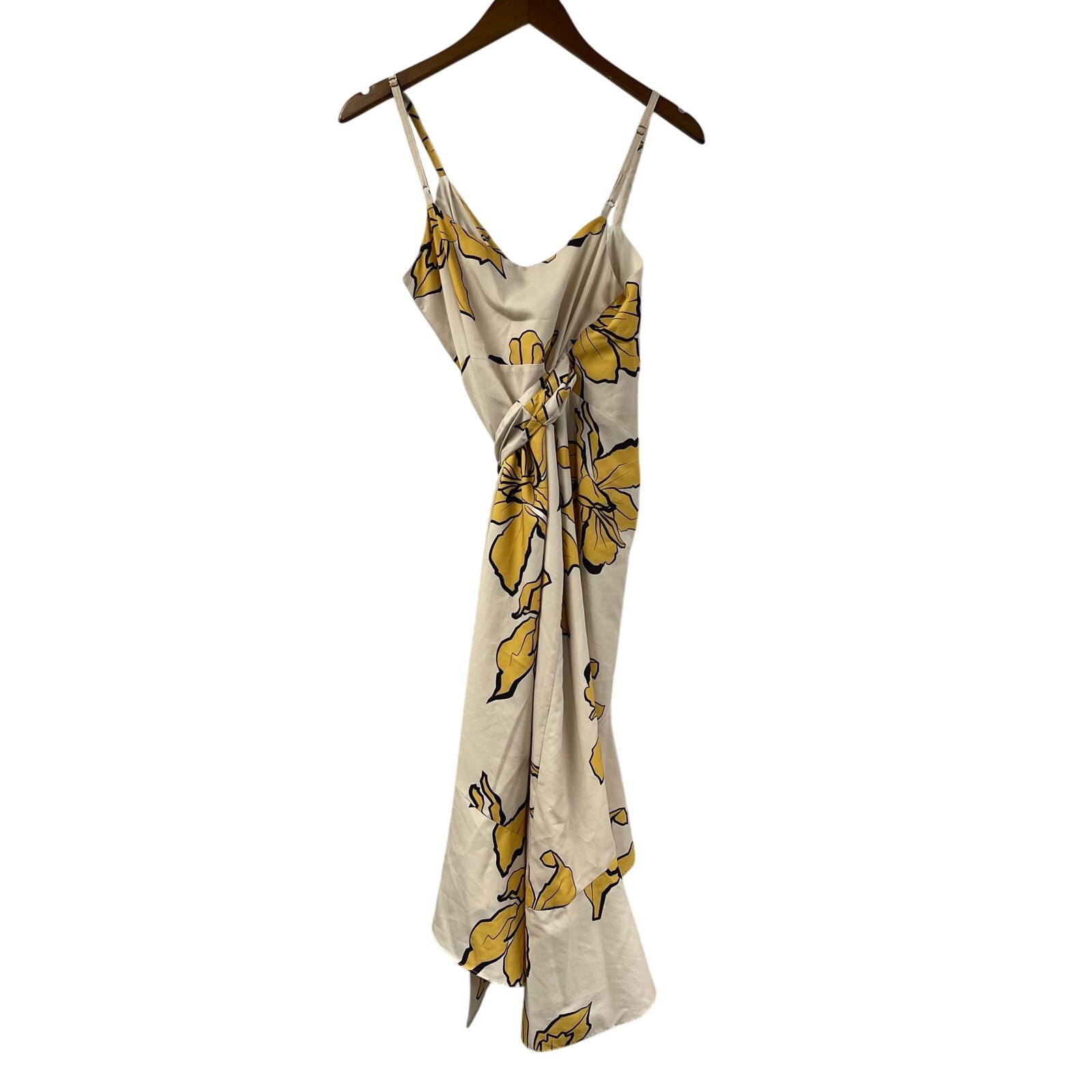 Hutch Wrap Dress Spaghetti Strap Buckle Yellow Cream Small Anthropologie Silky