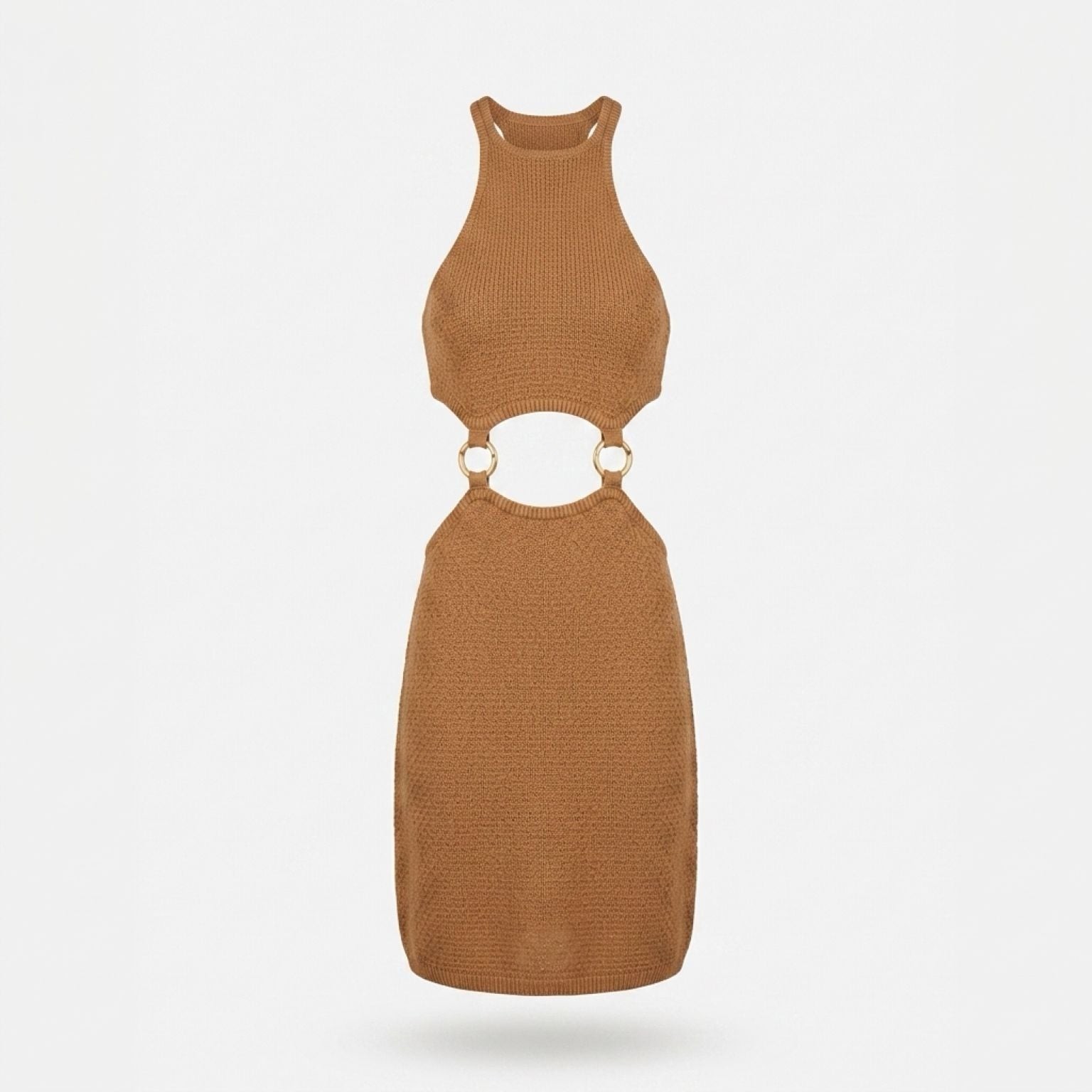 Lovers + Friends Francesca Tan Cutout Knit Mini Dress