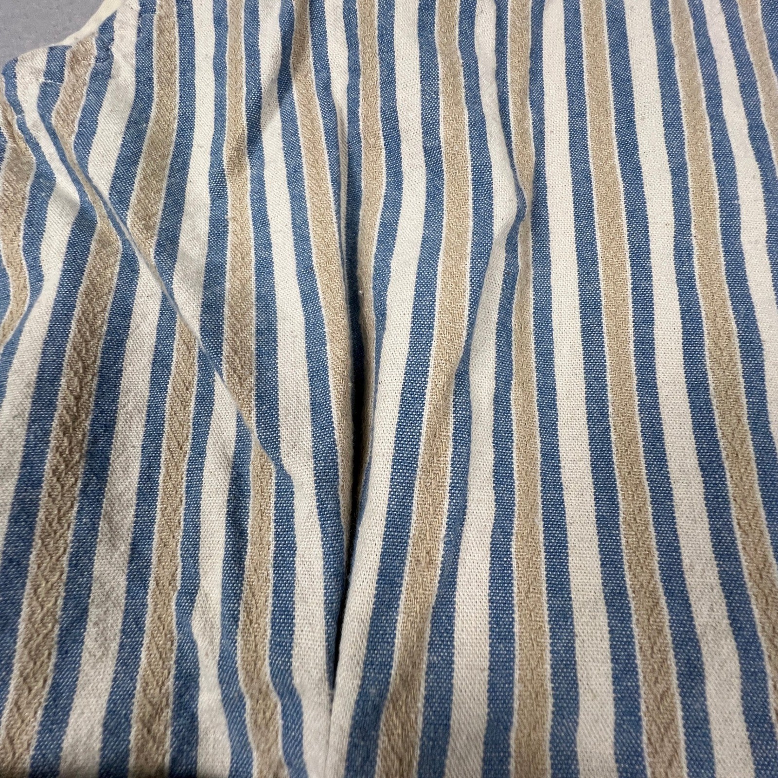 Cottagecore Striped Midi Dress Womens Blue Tan Vacation Sailor Casual Summer
