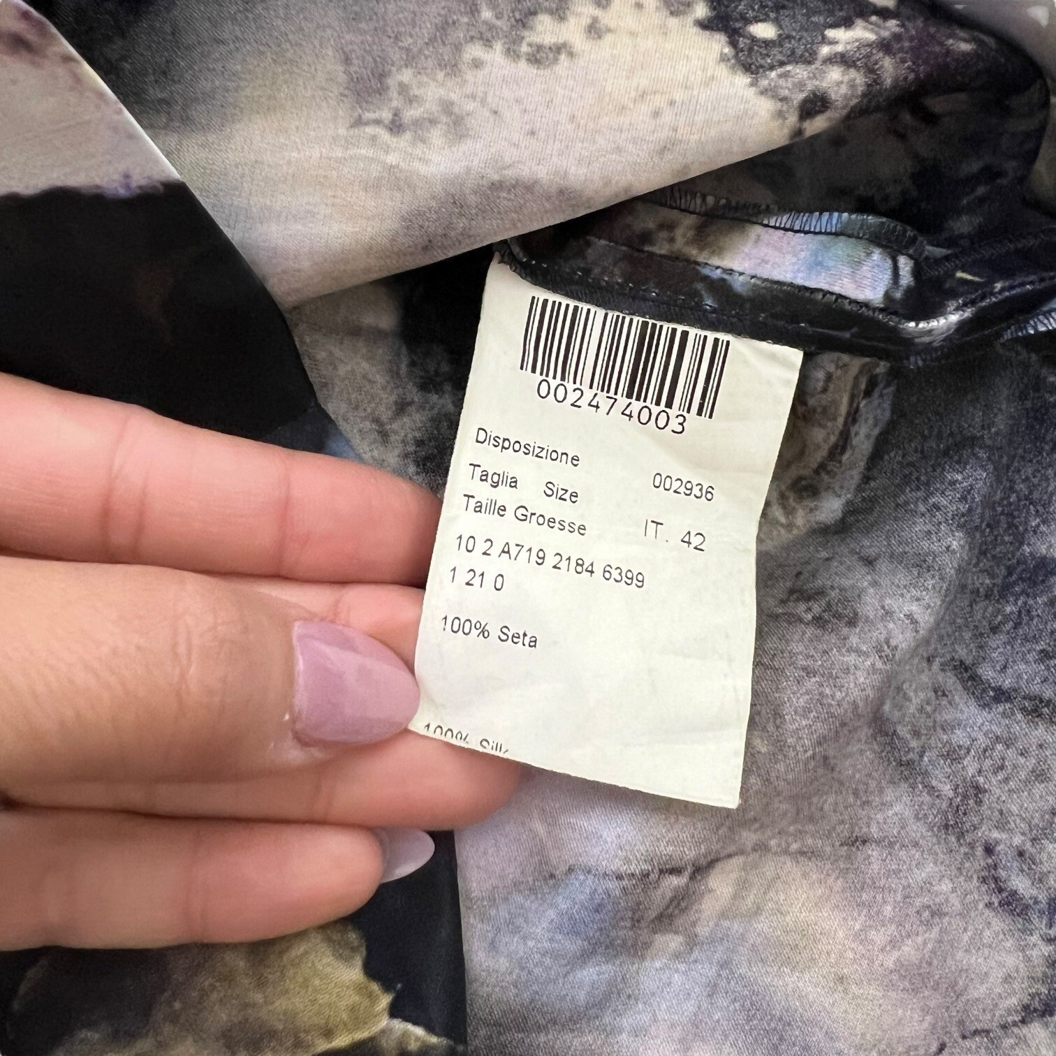 Piazza Sempione Marble Print Cap Sleeve Silk Sheath Dress Blue Black IT 42 US 6