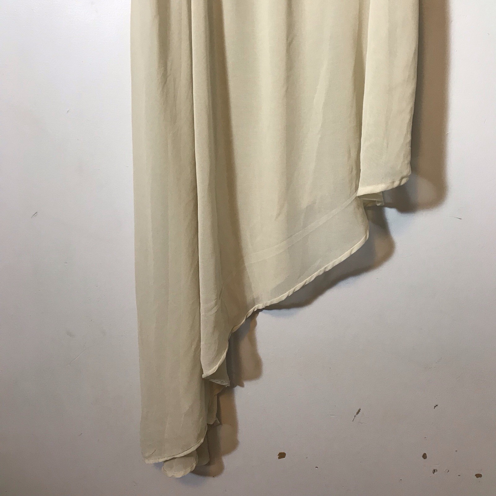 Vintage Y2K Sheer Gypsy Coquette Flowy Smocked Bodice Asymmetrical Off White XL