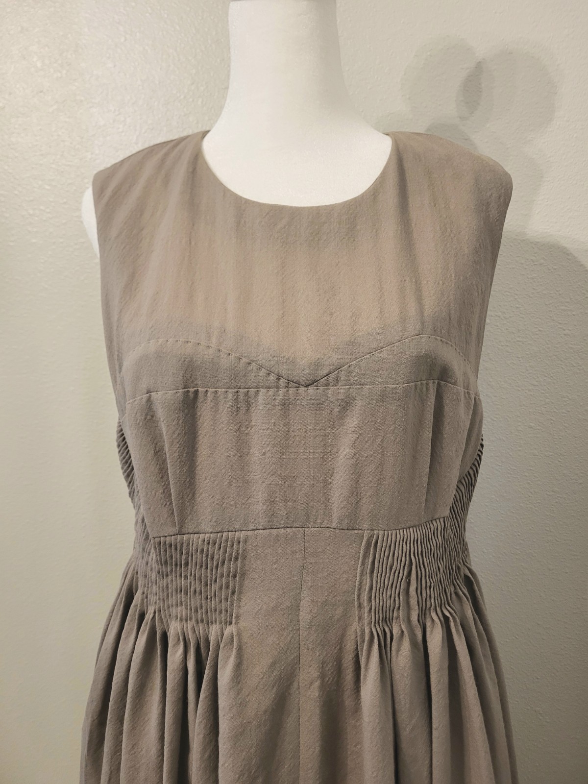 ​Chloé Fall 2006 Runway Phoebe Philo Silk Wool Bubble Dress Sz 42 IT Taupe Vtg