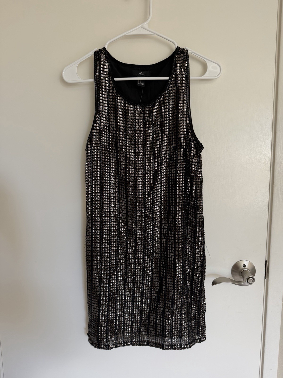 NWT XXI Dress S SMALL Black Silver Sequins Sparkly Cocktail Party Forever 21
