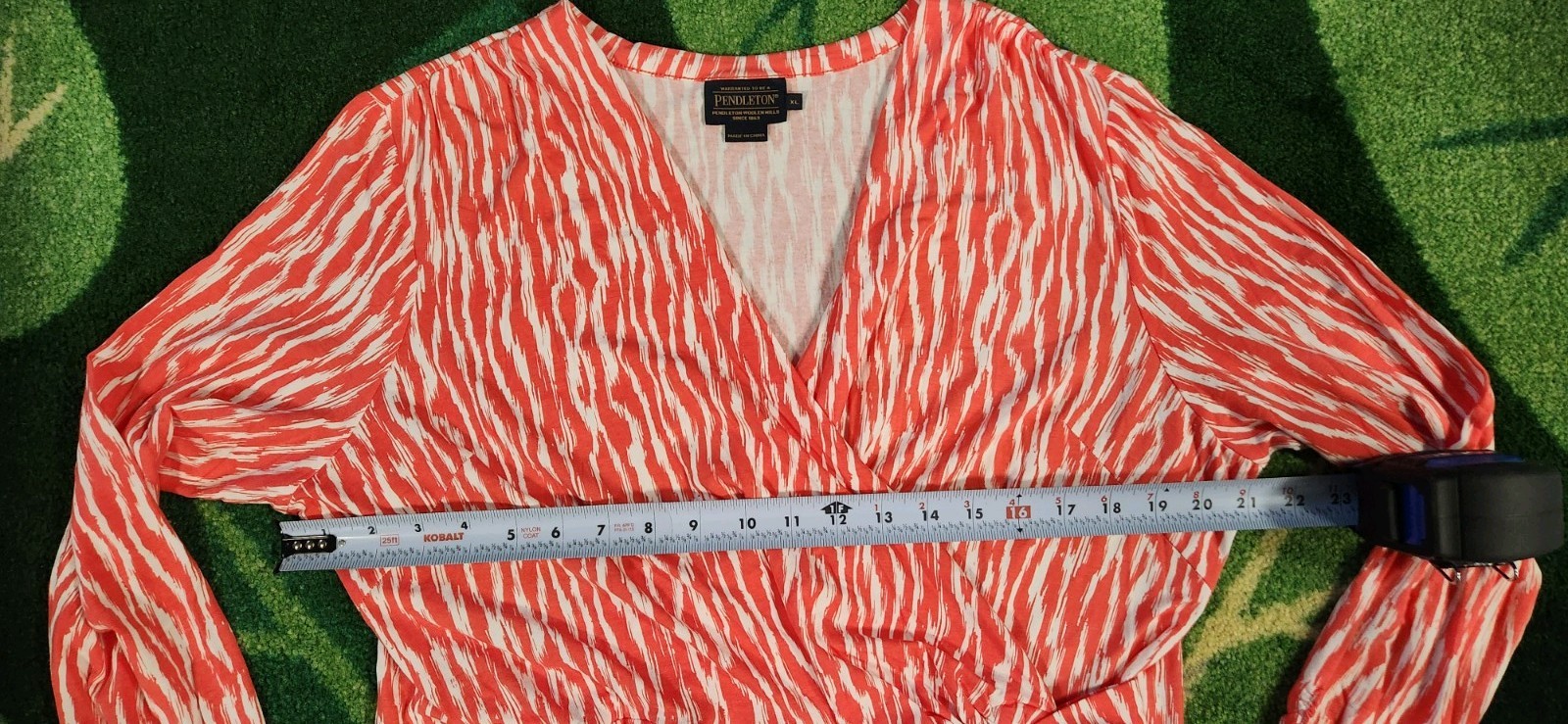 Pendleton Breezeway Faux Wrap XL Extra Large Dress Salmonberry Ivory Zebra Coral