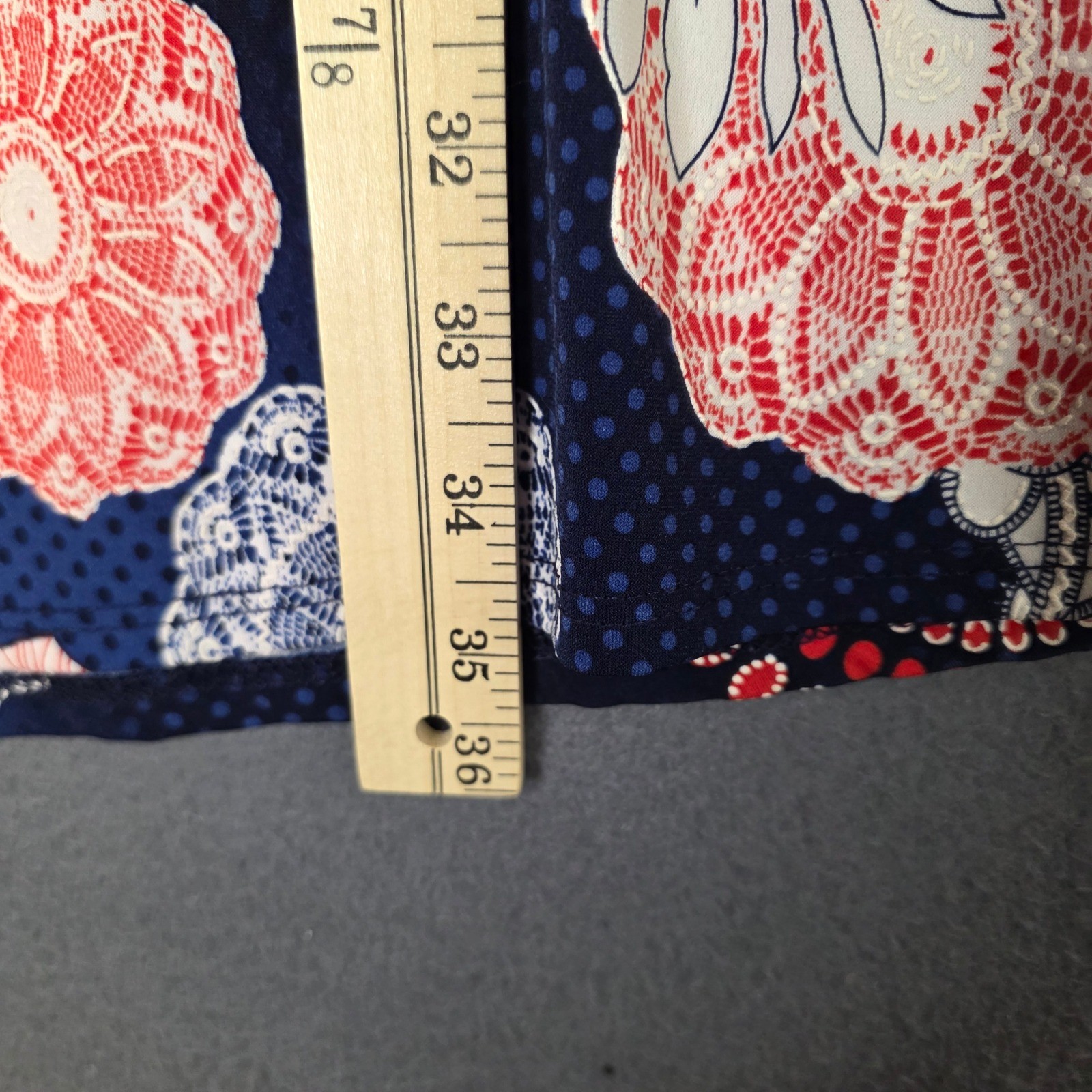 SJS Red White Blue Floral Mandala Sleeveless Mesh Inset A-Line Dress Large