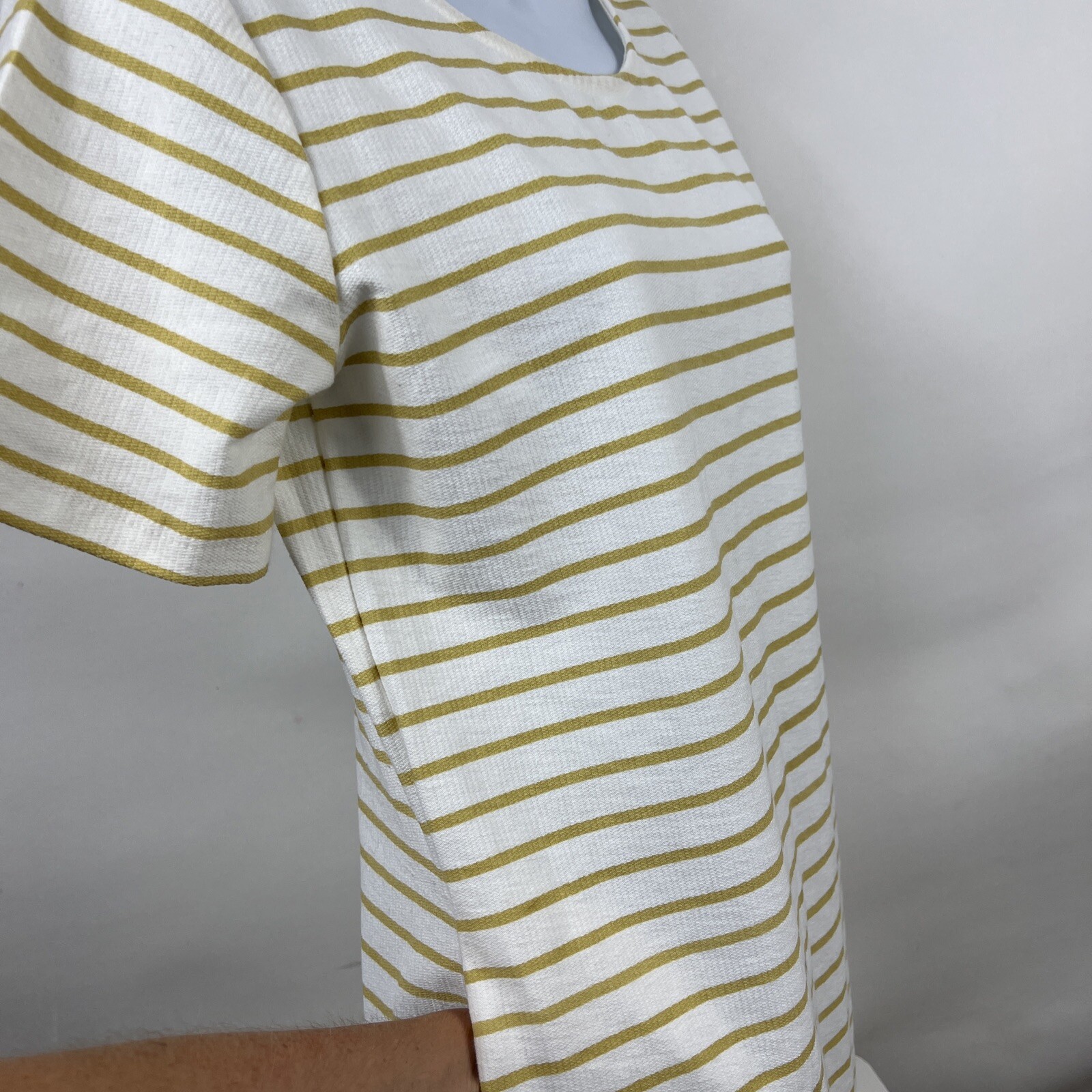 Wishlist Dress Womens Small Short Sleeve 100% Cotton Striped Pockets Knee Length