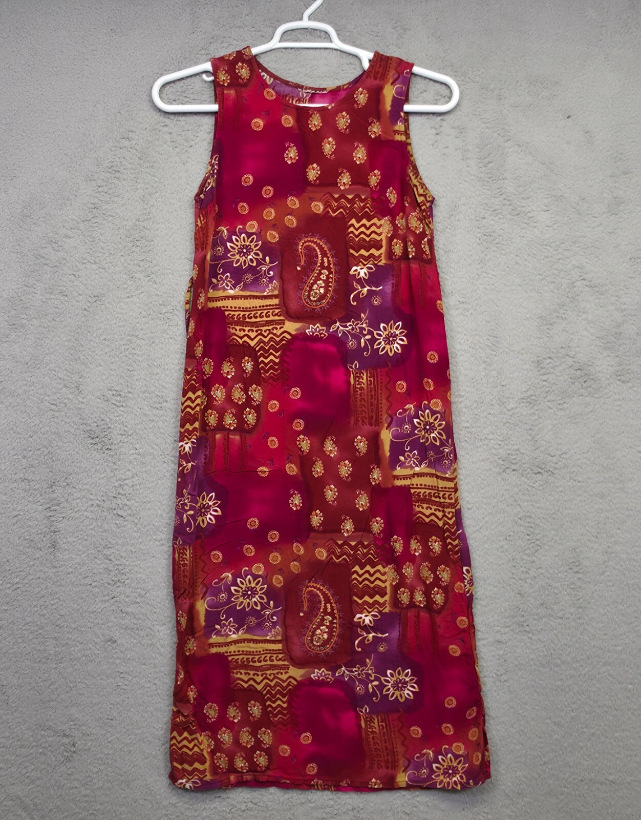 Sag Harbor Dress Womens S Maroon Patchwork Floral Paisley Boho Indie Artsy Retro
