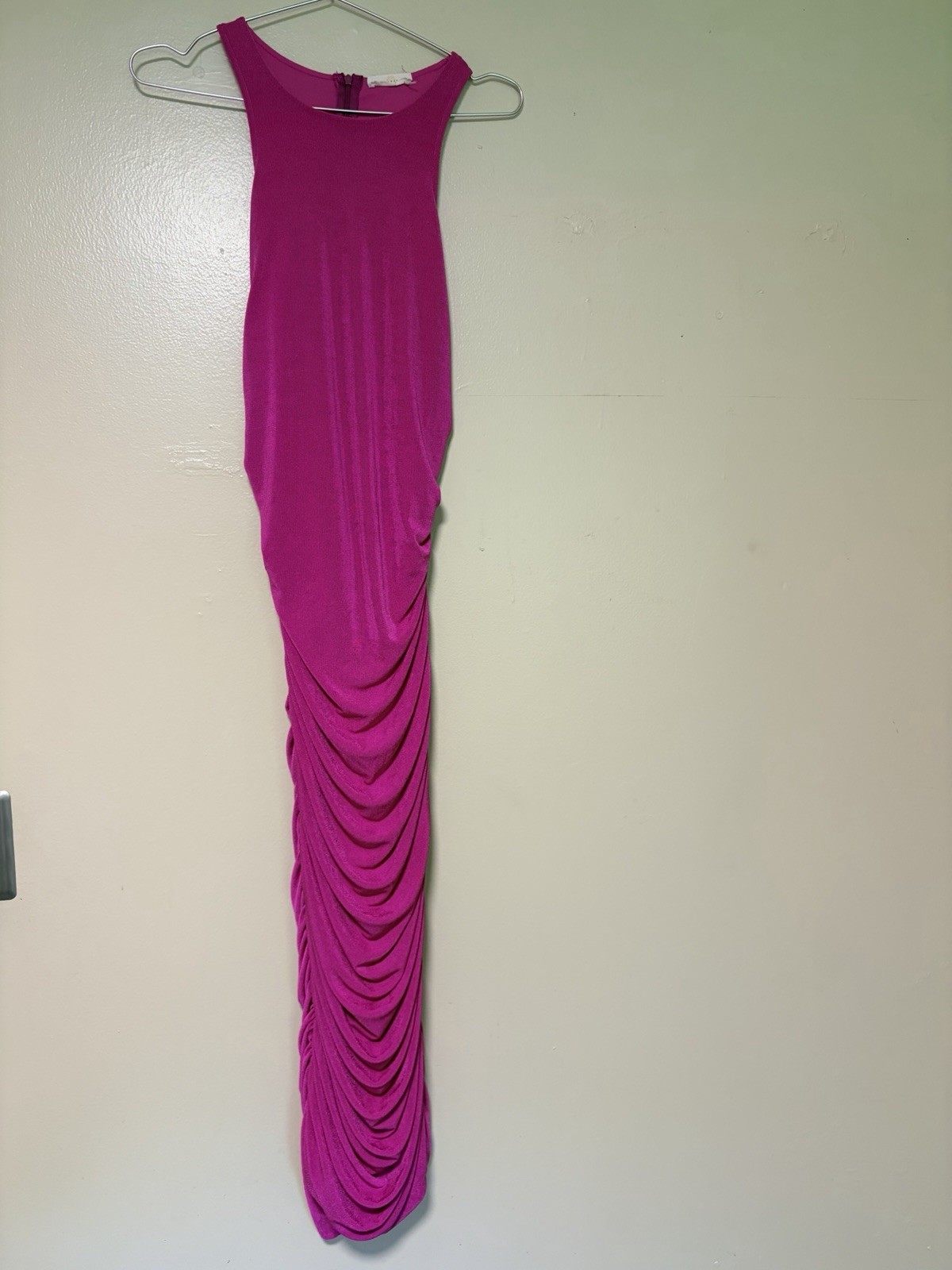 chrysanthemum Magenta Asymmetrical Ruched Dress Size L Party Formal Sexy