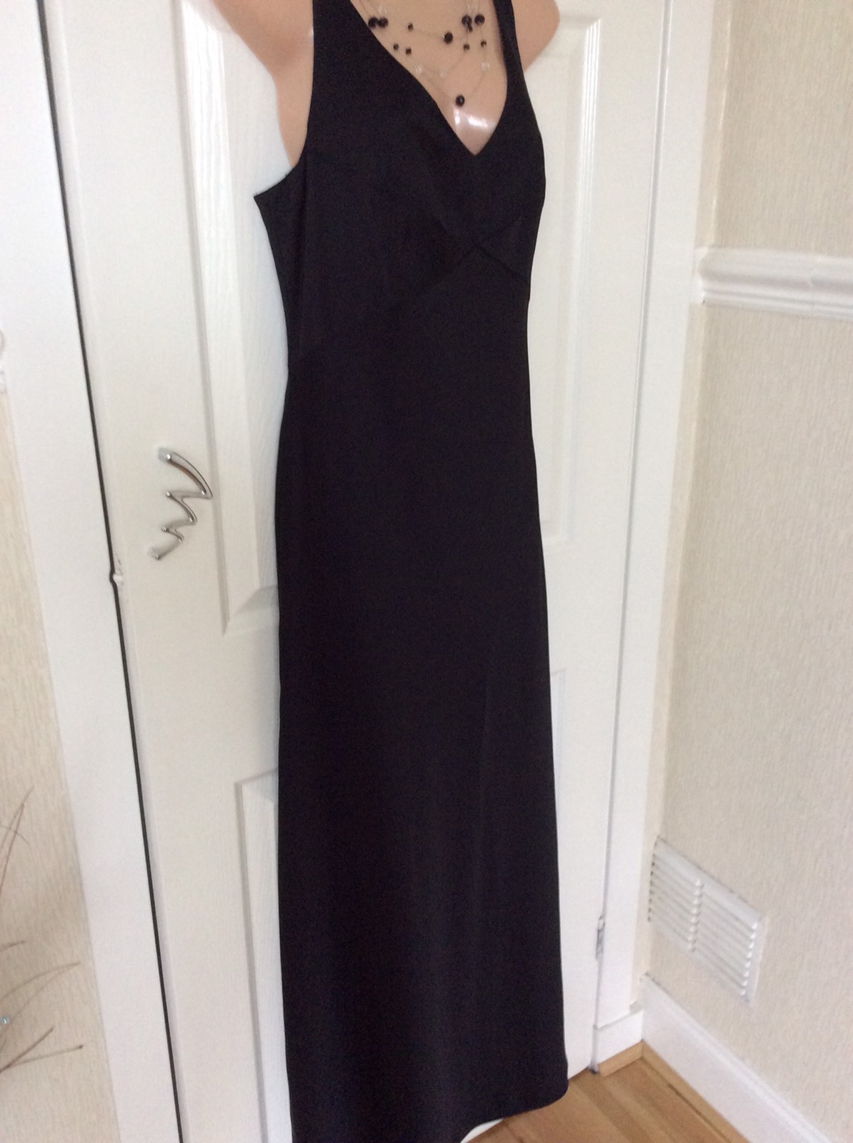 Monsoon Black Machine Wash Maxi 57 Inches Dress Size 12 Immac Hols 5/6 To 15/6