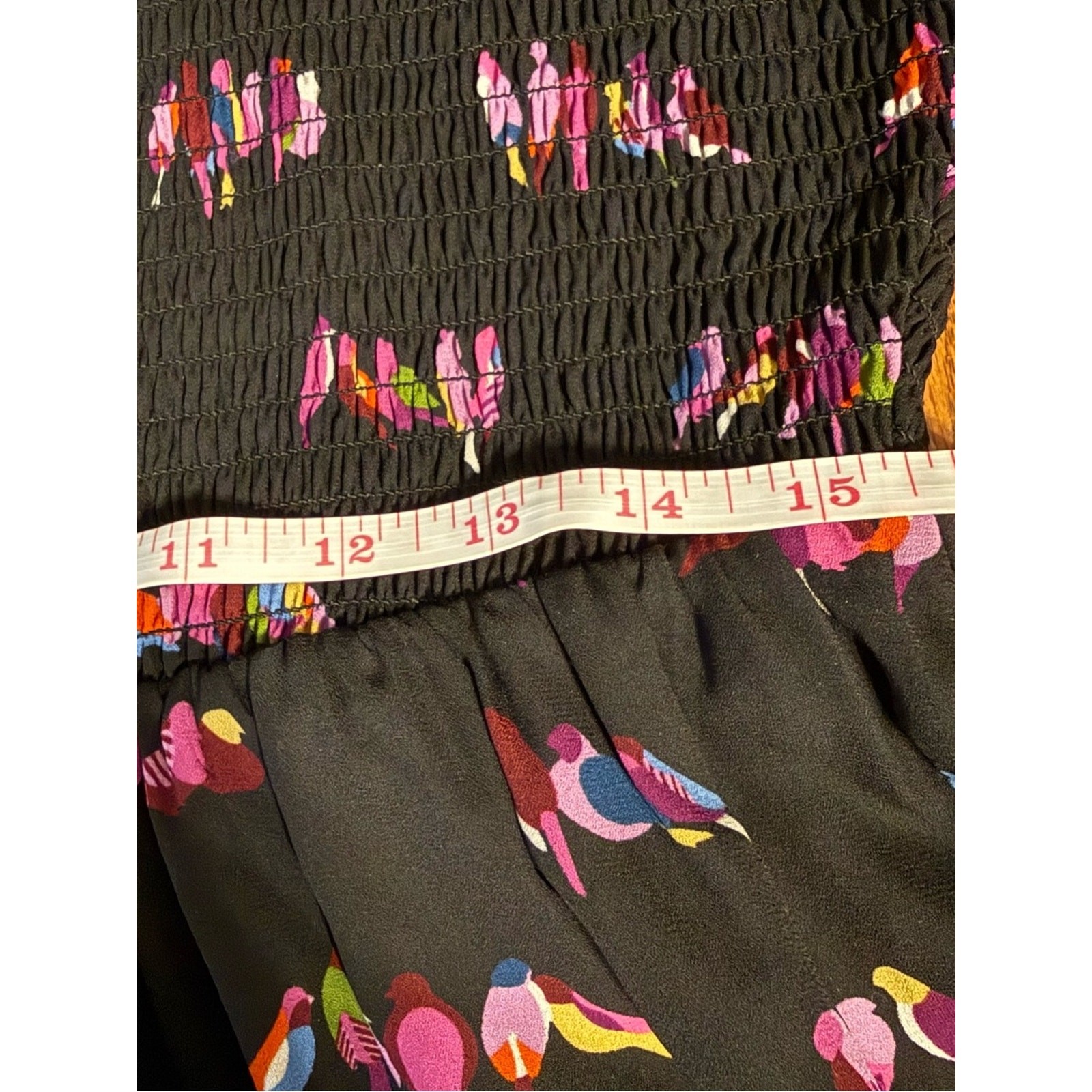 Kate Spade Love Birds Smocked Long Sleeve Knee Length Dress Sz 10