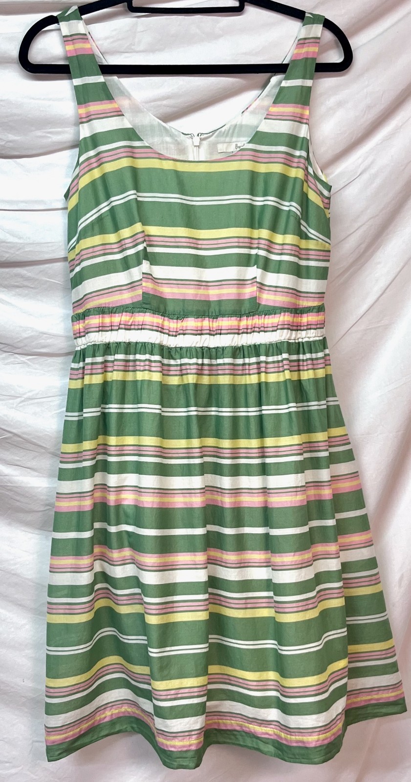 Boden Women Green Pink Striped Cotton A-line Sleeveless Sundress Size US 6R