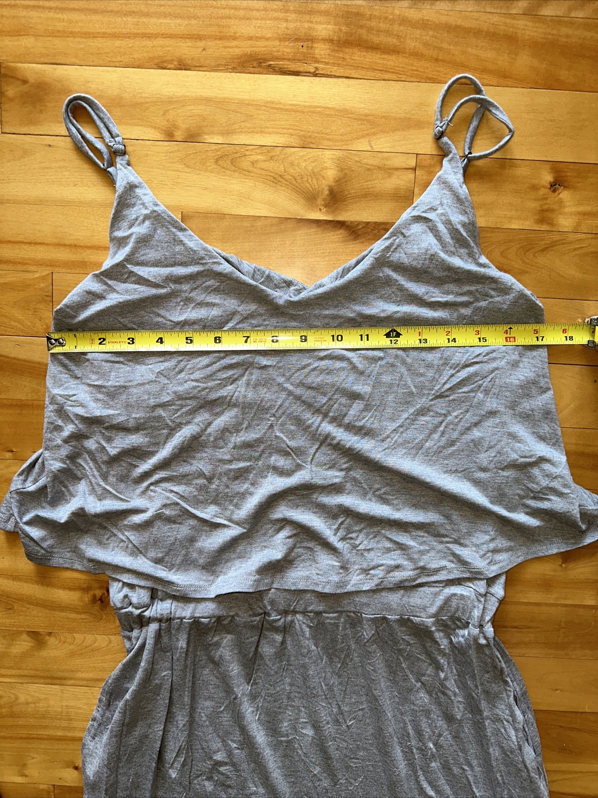 Cherish Gray Layered Maxi Dress Medium Spaghetti Strap Stretch Knit Casual