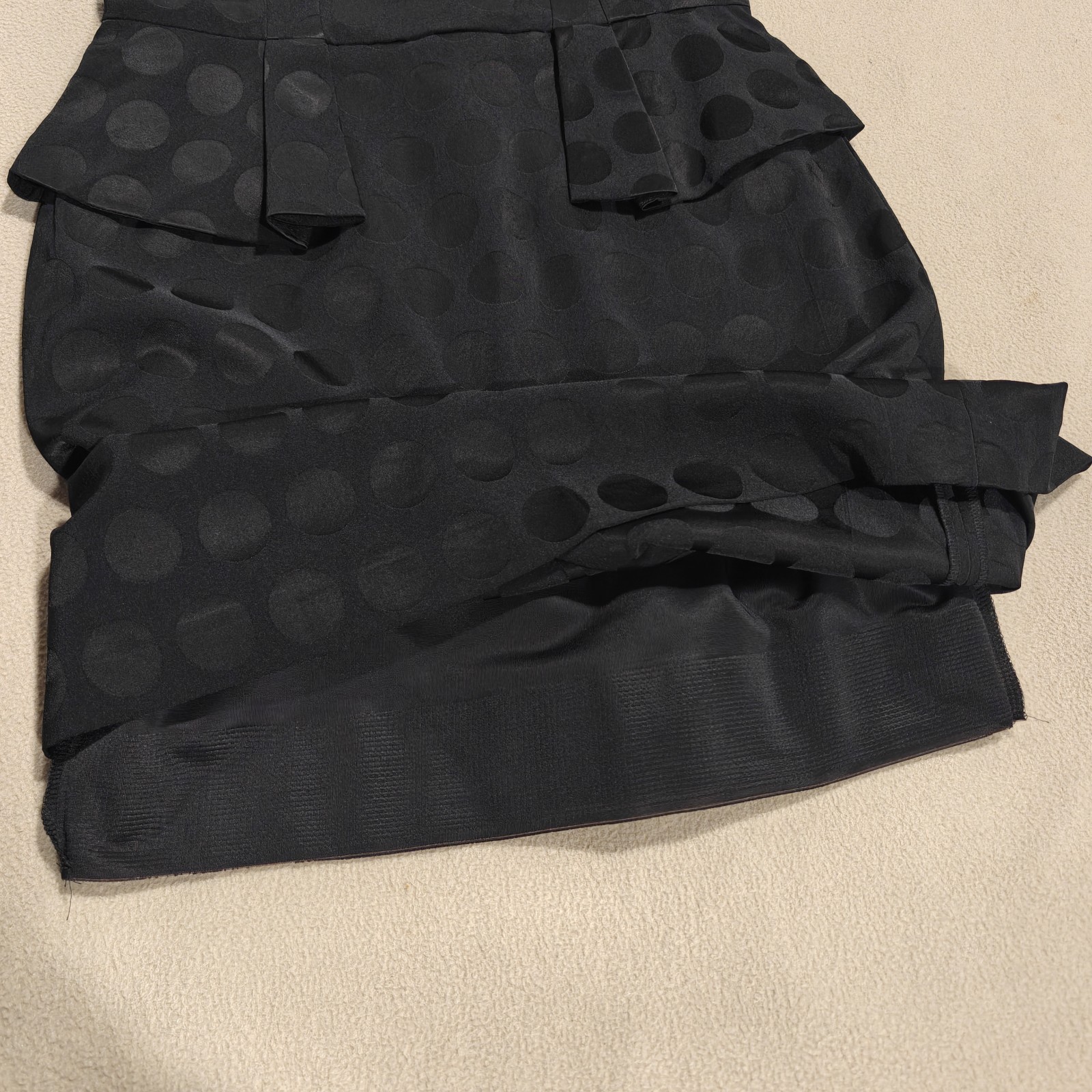 Size 12 M&S Marks and Spencer Black Polka Dot Peplum Pencil Formal Dress