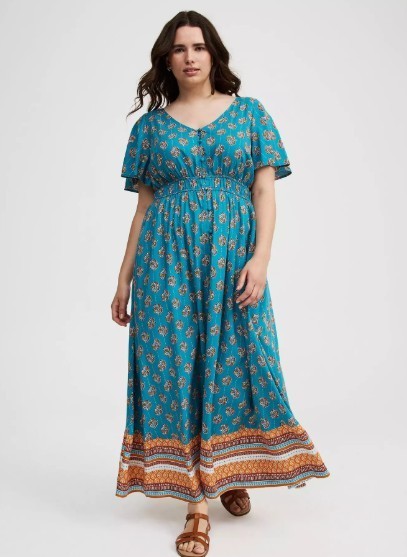 Torrid Chaliss Button Front Maxi Dress
