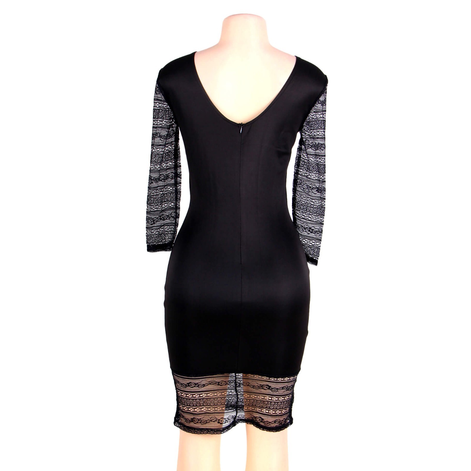 SuzanjaS Elegant Dress in Black with Sheer Inserts Flower 38 – 42