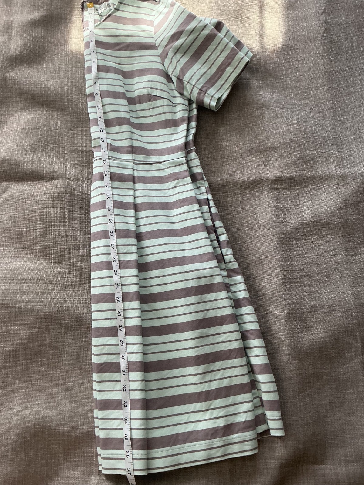 DE Collection Mint And Gray A Line Striped Dress Size Large w/ Pockets