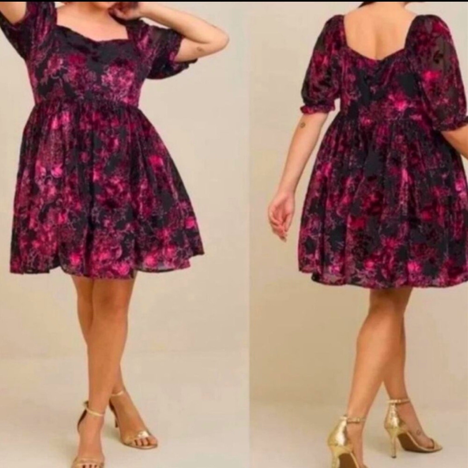 Torrid Plus Size Cocktail Dress 16 Retro 1X Semi Formal Dress Velvet Burnout