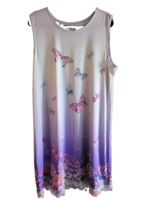 Serengeti Size XL Dress Stretch Sleeveless Embellished Butterflies Lace Sundress