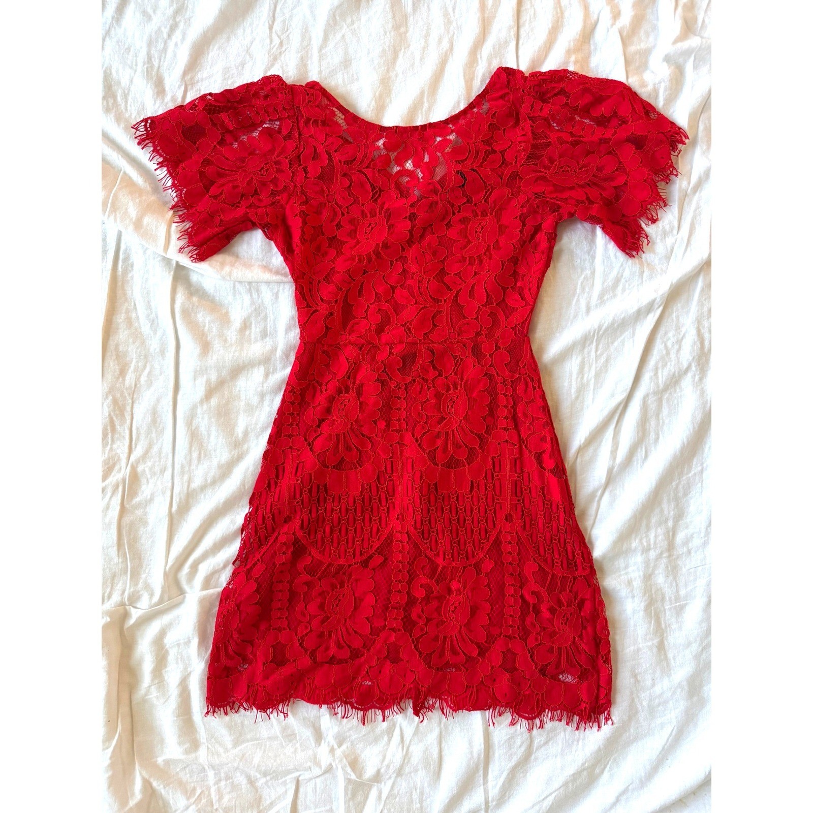 Lulus Mini Dress Women’s Small Red Floral V-Neck NWT