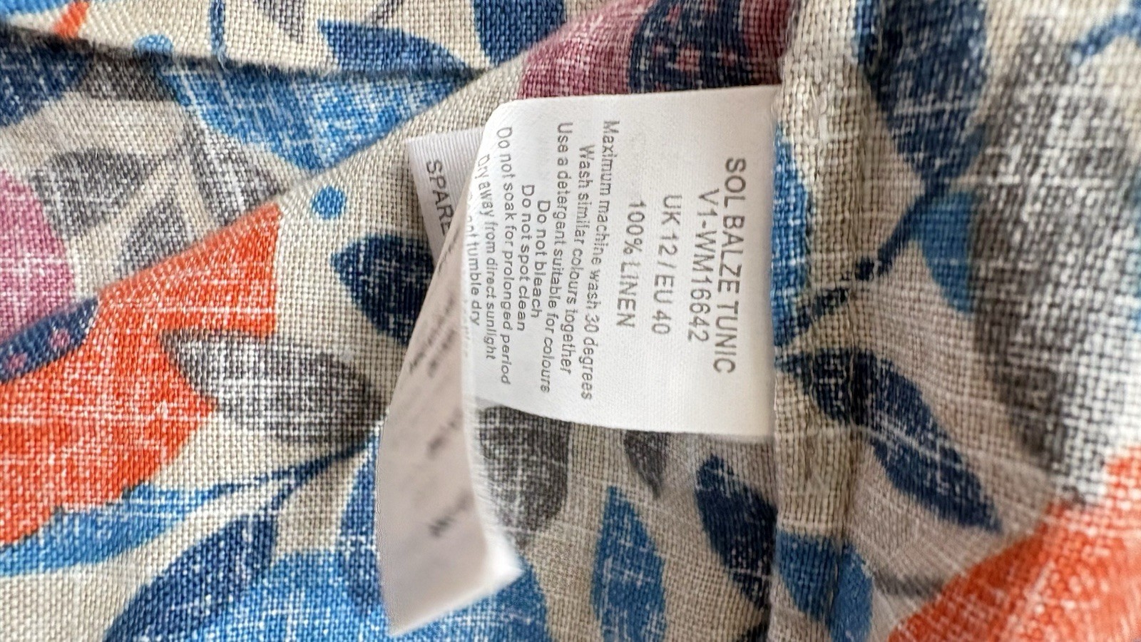 Seasalt Sol Blaze Dress Size 12 100% Linen Tunic Grey Floral Cottagecore Costal
