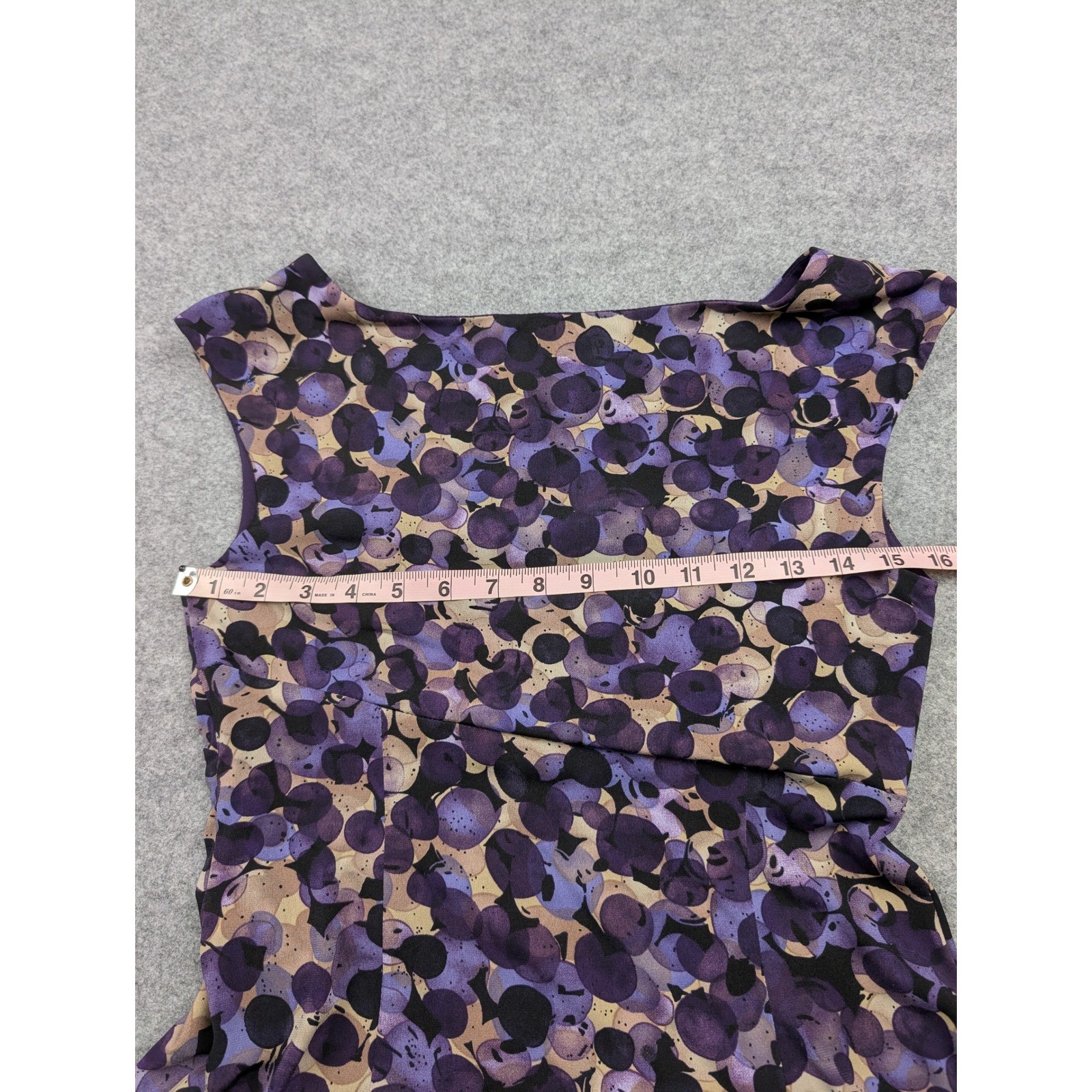 Connected Apparel Purple Abstract Dot Knot Front Sleeveless Sheath Dress Size 8