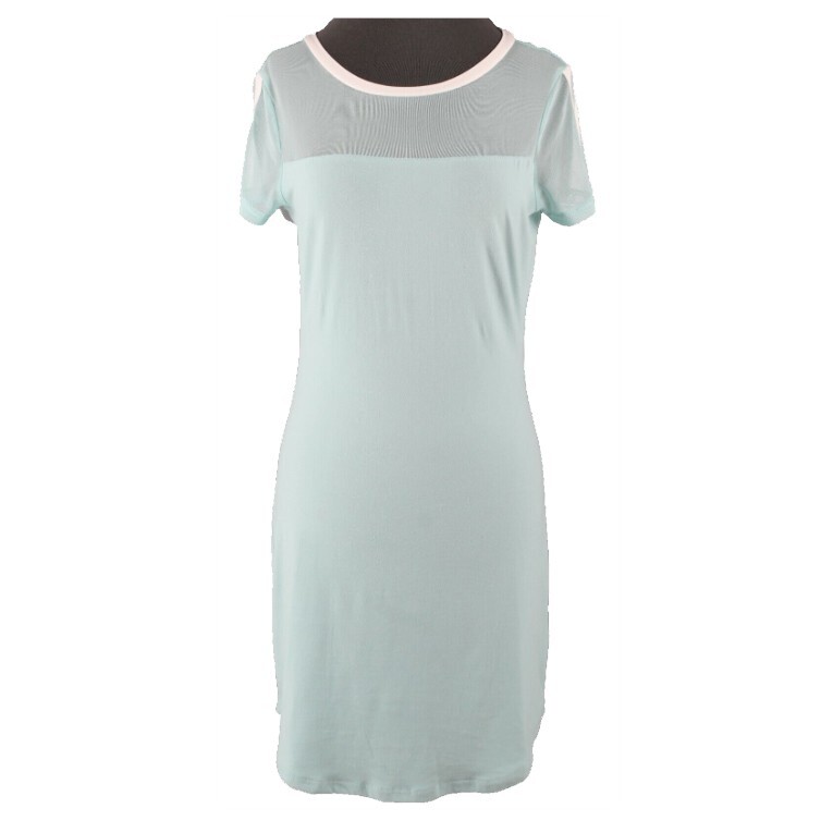 No Comment NEW Sz M Mint White Mesh Detail Poly Spandex Nylon Dress