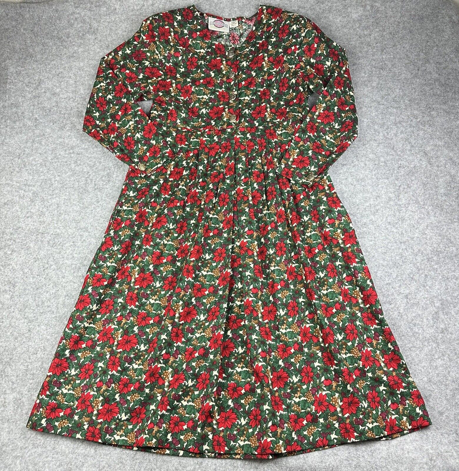 Conversation Pieces Dress Womens Small Floral Art to Wear Button Pockets Vintage