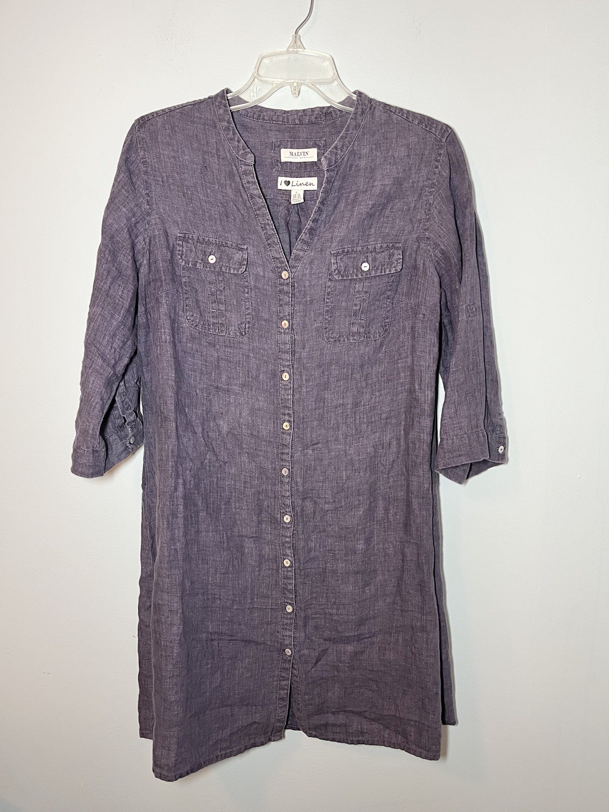 Malvin Hamburg Germany I Love Linen Travel Resort PeriBlue Lagenlook Dress Sz L