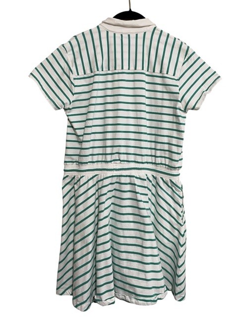 U.S. POLO ASSN. White Green Striped Dress Drawstring Waist Pockets Women’s M