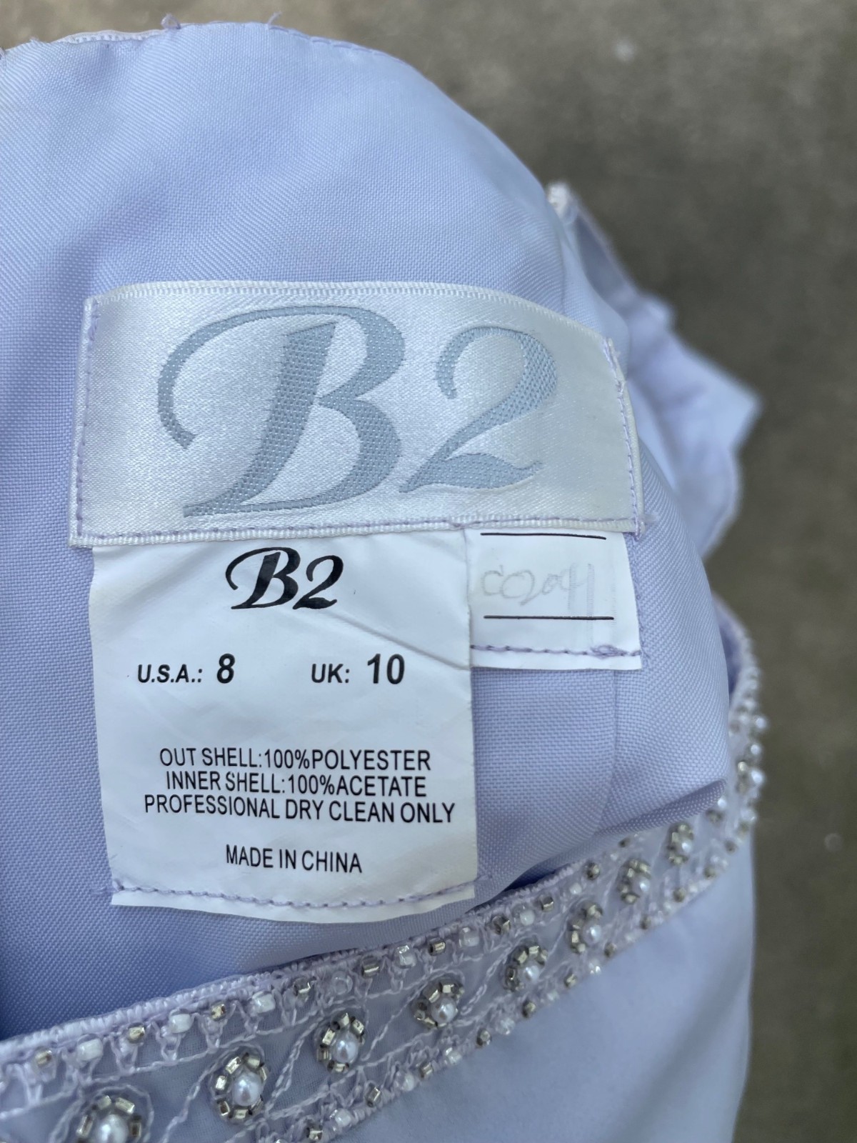 Vtg 90s B2 Dress Regency Beaded Lilac Purple Long Formal Basque Waist Satin 8