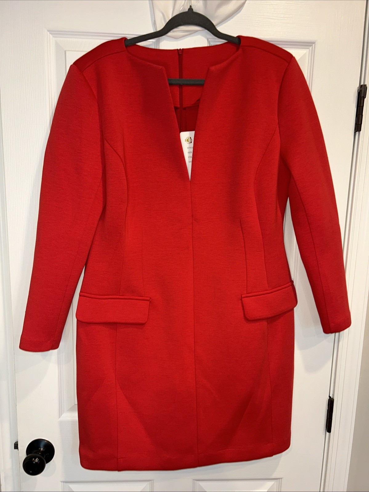 Rare Women’s Size 18 Red Custom Stretch Long Sleeve Dress From NYC Dress Maker