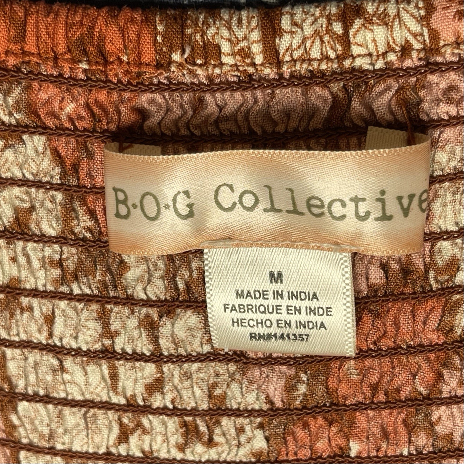 Floral Maxi SunDress Smocked Rust Orange Tiered Dress Cottagecore Boho Chic, S