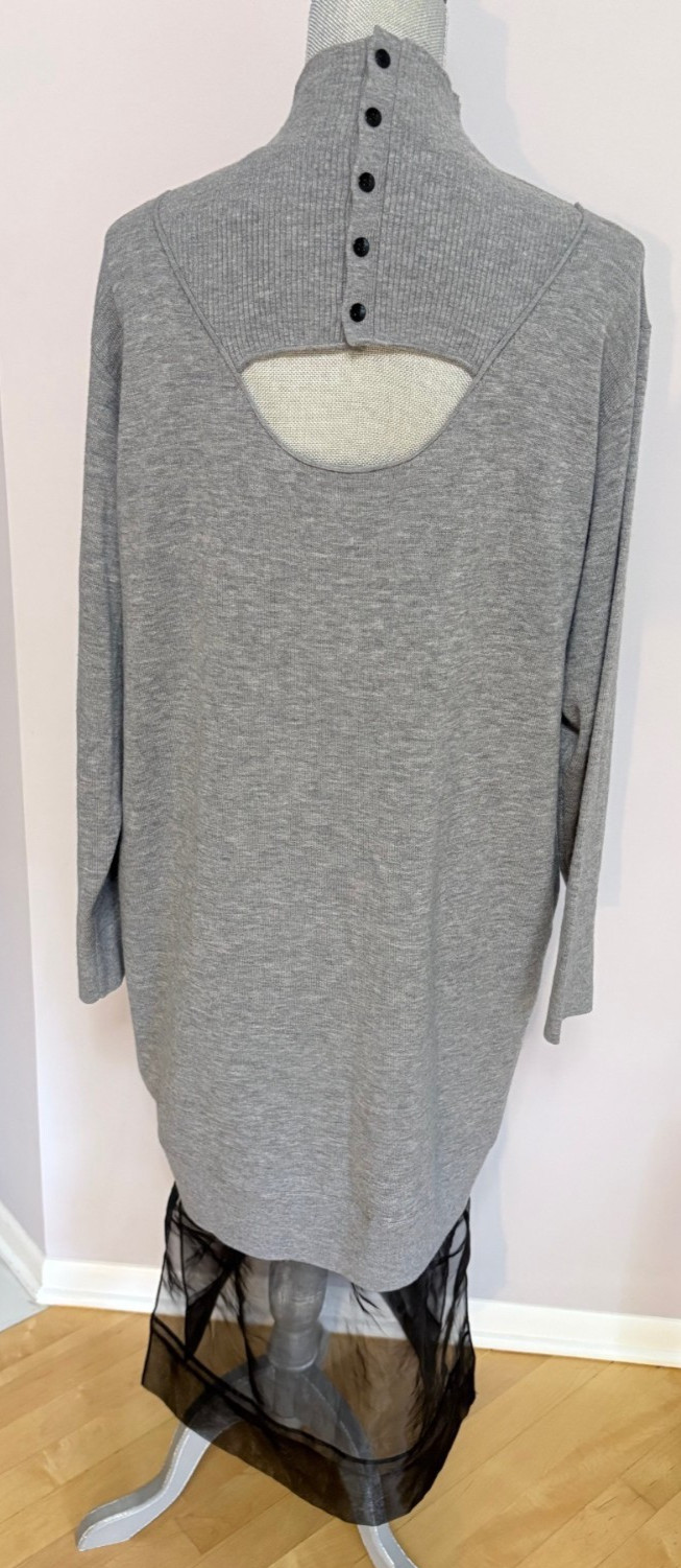 NWT Phillip Lim Women’s Gray Mockneck Knit Dress With Lace Inlay Size M