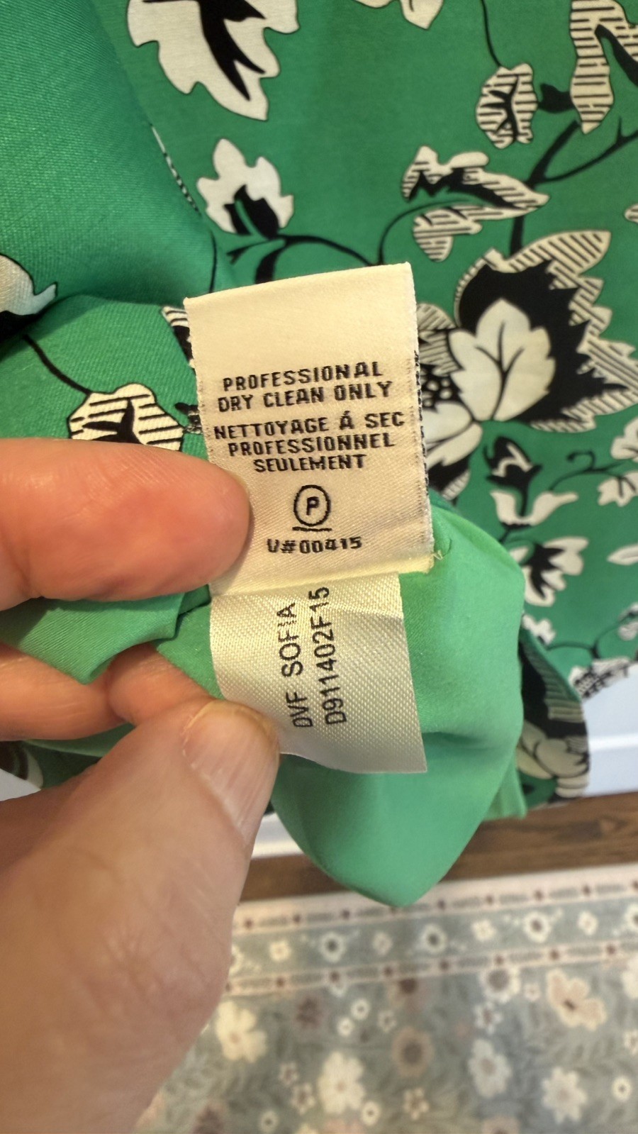 Diane Von Furstenberg DVF Sofia Dress ~ Sz 14~ Green Floral Silk Wool Print