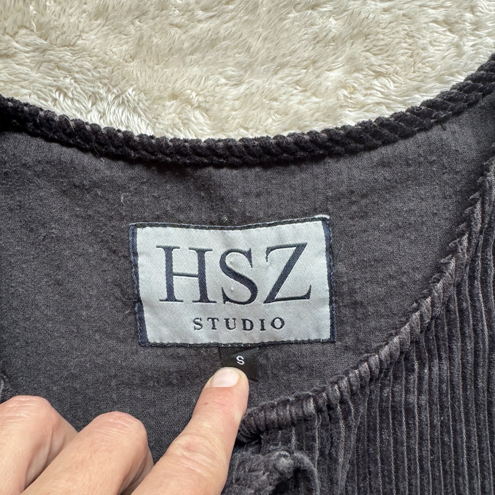 HSZ Studio Vintage Black Corduroy Midi Sleeveless Casual Lagenlook Dress Small