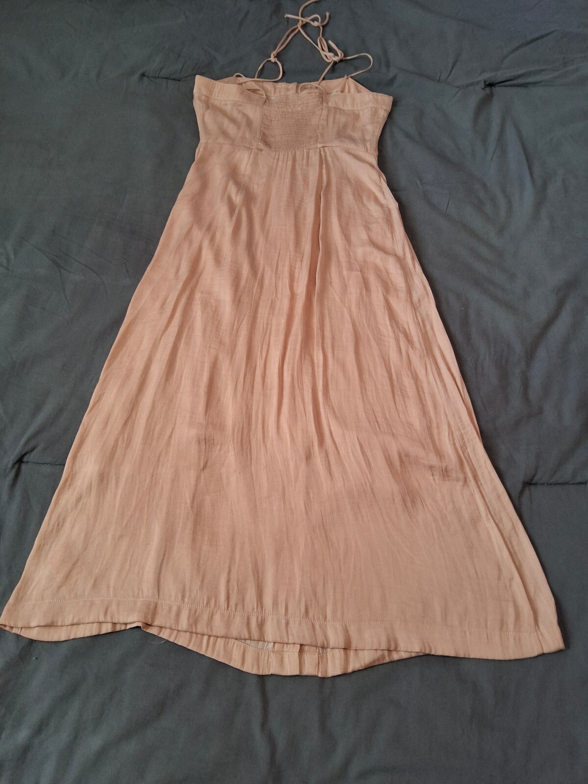 Blush Satin Tie Strap Wide Leg Jumpsuit Urban Outfitters S