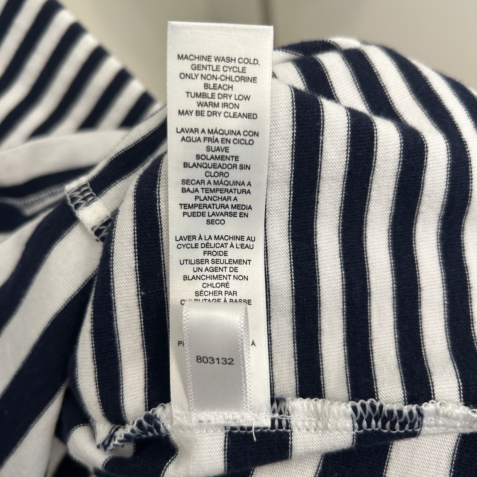 Chico’s Size 3 Navy Blue And White Cotton Blend Striped Sleeveless Sun Dress
