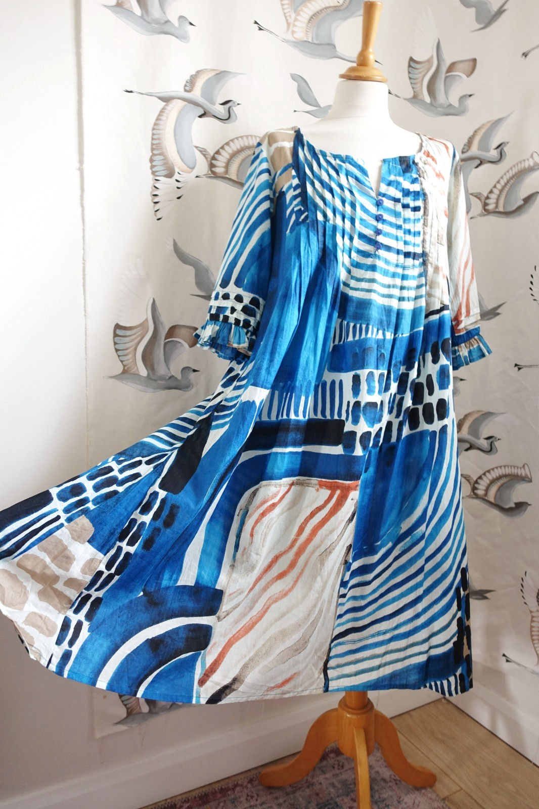 ORIENTIQUE Blue pure Cotton dress size 10