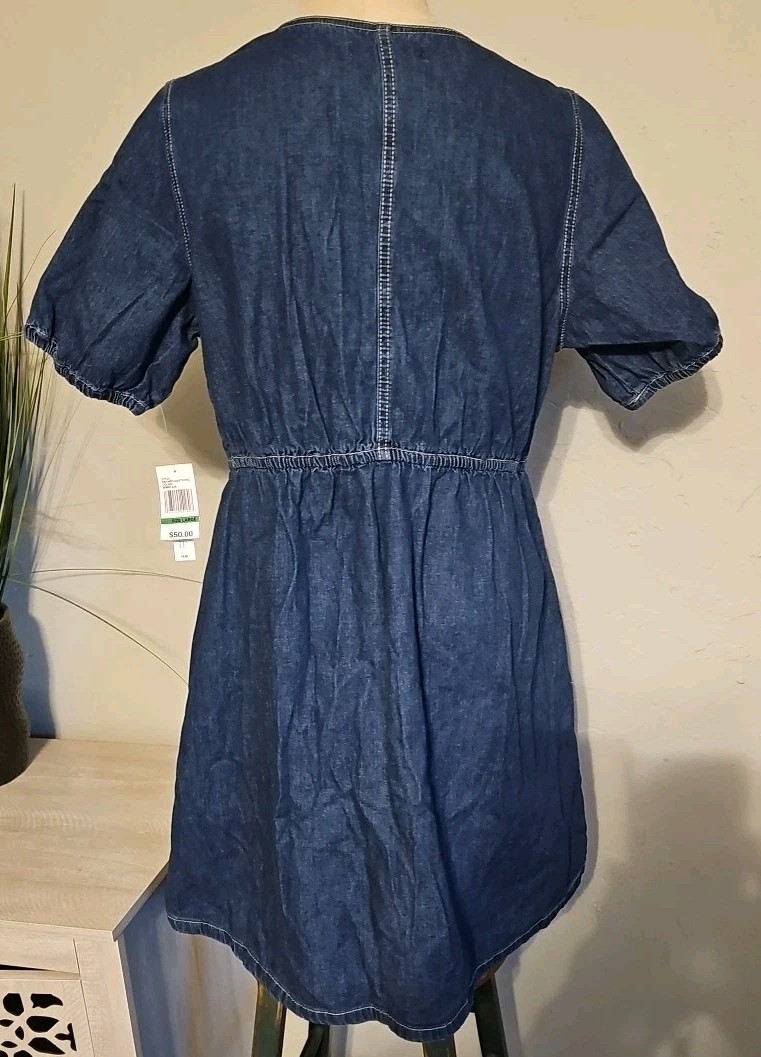 NWT Wallflower LARGE Blue Denim Dress. Elastic Waist, Cuffs. Boho