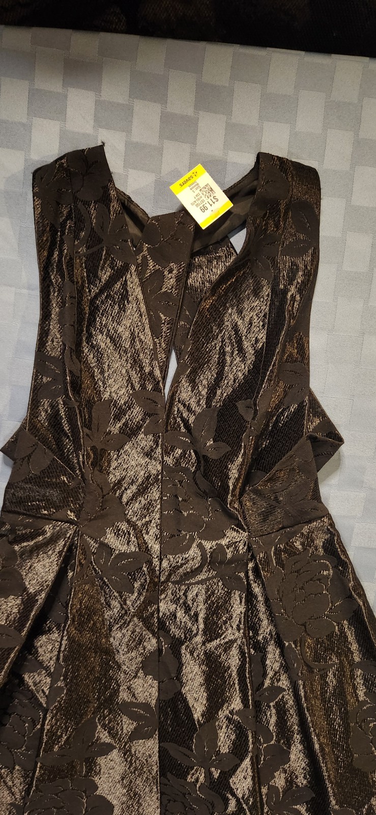 Topshop Black Brocade & Shimmer Fabric Prom or Cocktail Dress Cross Shoulder