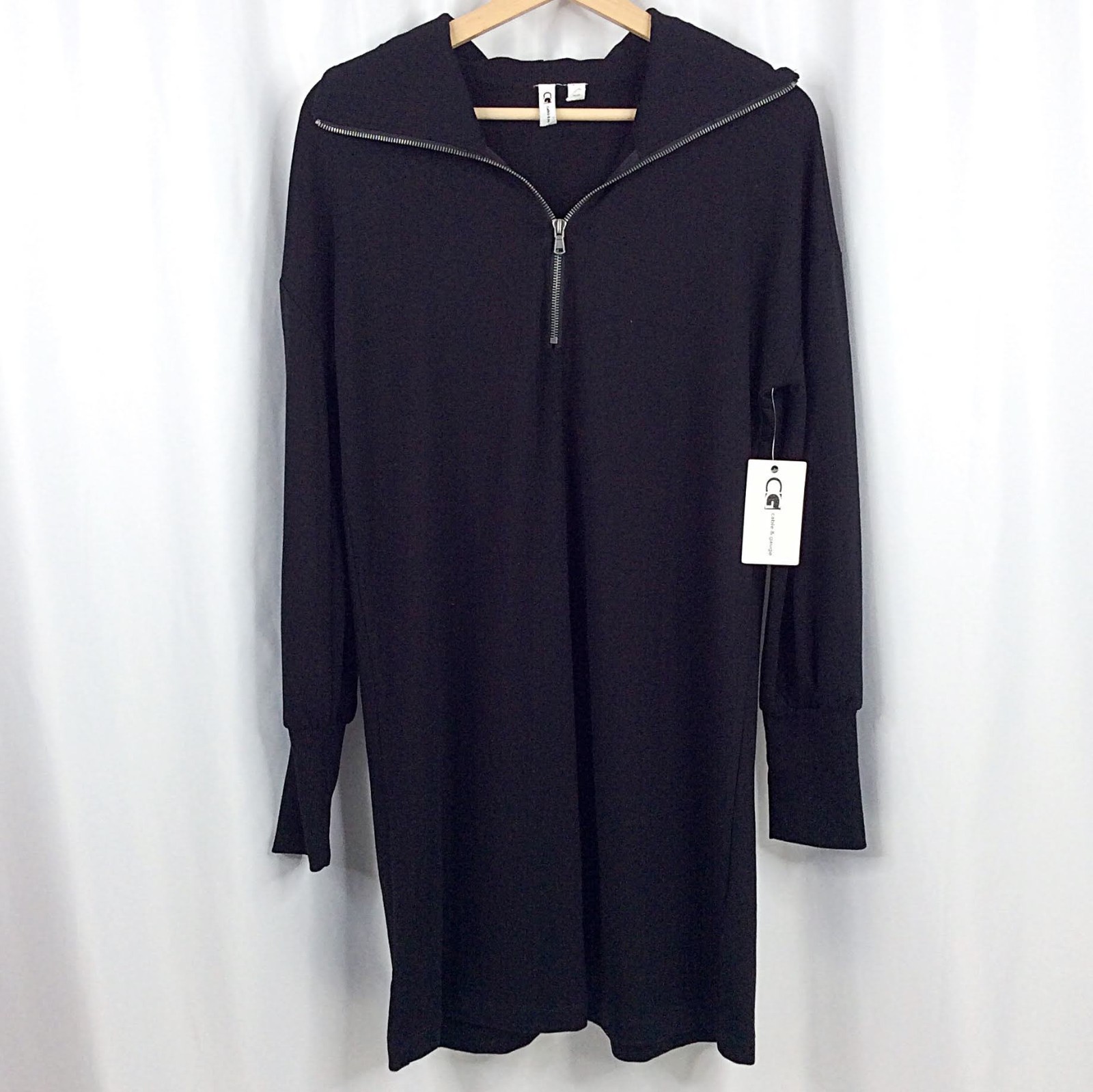 NWT Cable & Gauge 1/2 Zip Dress Women’s Size Medium Black Long Sleeve